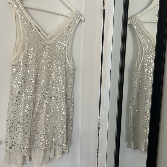 White sequinned mini dress or tank/tunic - Picture 4 of 4